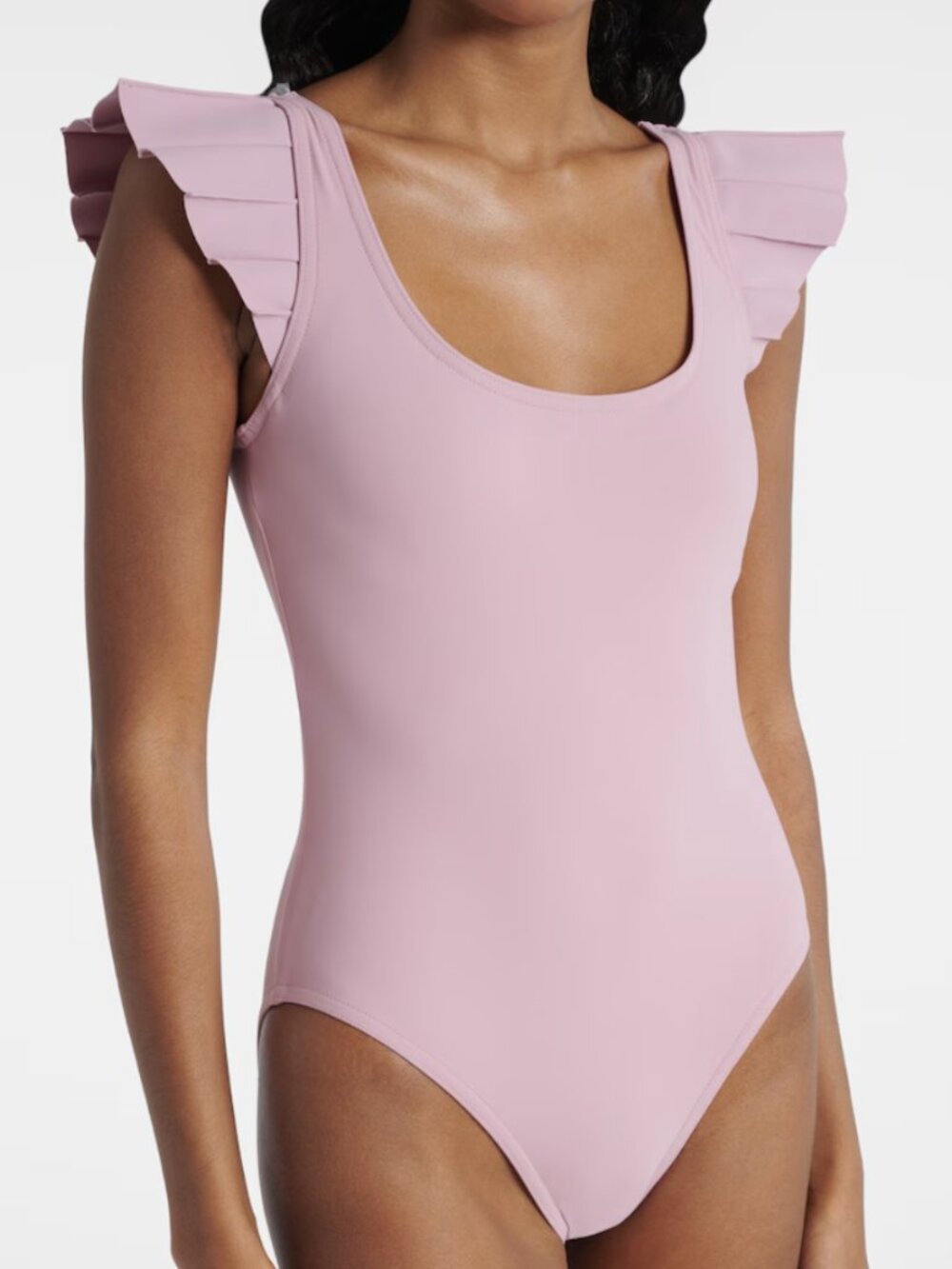 Karla Colletto Alora Ruffle One-Piece Swimsuit Dusty Pink US 10